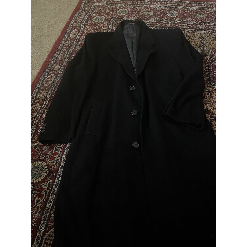 Christian Aujard Men's 44R Cashmere Blend Italian Coat Overcoat Black Long